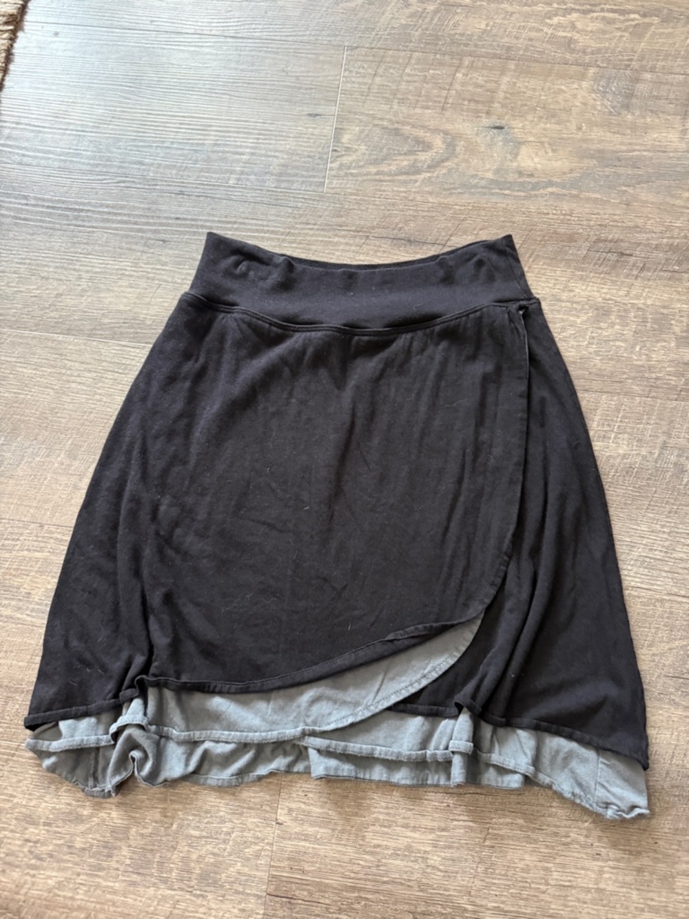 High-Low Black Layered Wrap Skirt